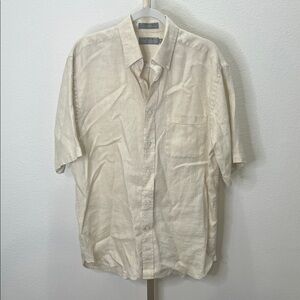 Daniel Cremieux Short sleeve button down Linen Shirt Cream Medium